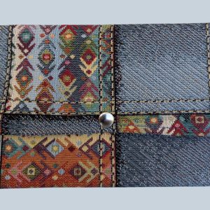 La pochette Coquette - Carreaux colorés et bleu jean
